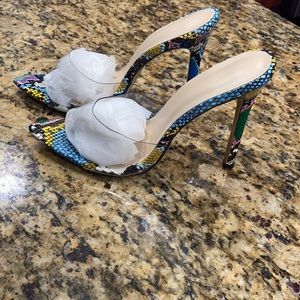 Colorful snakeskin mule